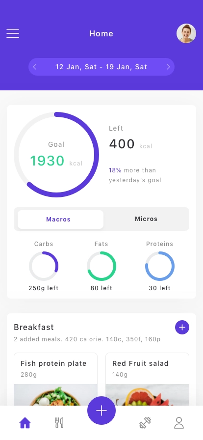 Calorie Tracker App UI Kit - Screenshot 2
