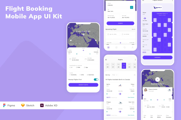 Flight Booking Mobile App UI Kit
