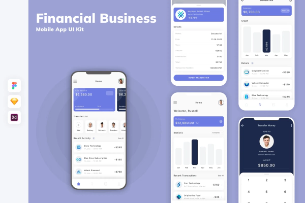 Financial Business Mobile App UI Kit