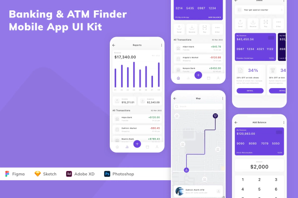 Banking & ATM Finder Mobile App UI Kit