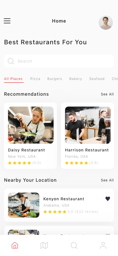 Restaurant Finder Mobile App UI Kit - Screenshot 1