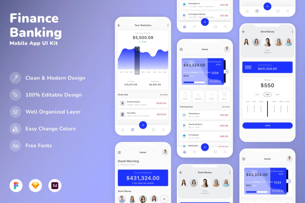 Finance & Banking Mobile App UI Kit