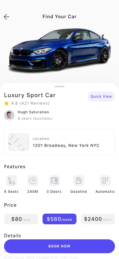 Car Rental App UI Kit - Screenshot 4