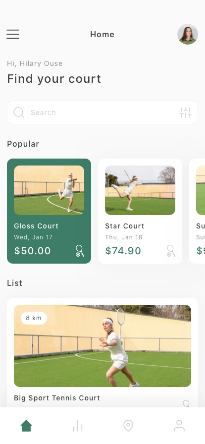 Tennis Court Booking Mobile App UI Kit - Screenshot 1