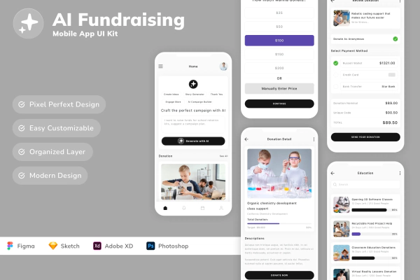 AI Fundraising Mobile App UI Kit