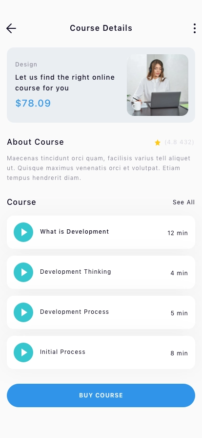 Online Course Mobile App UI Kit - Screenshot 2
