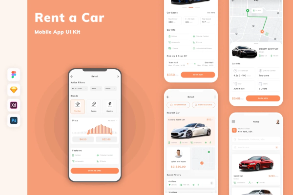 Rent a Car Mobile App UI Kit