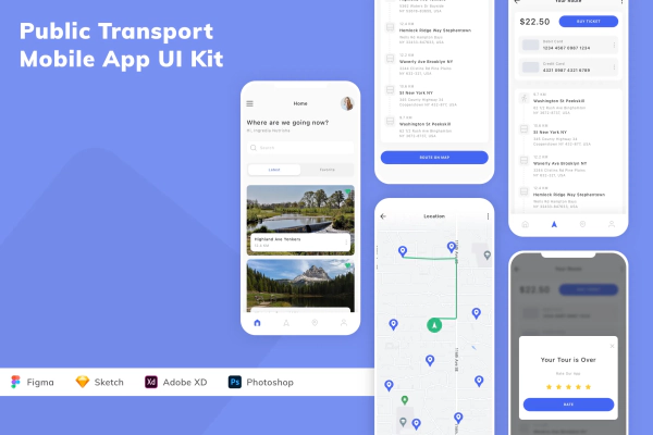 Public Transport Mobile App UI Kit