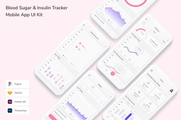 Blood Sugar & Insulin Tracker Mobile App UI Kit