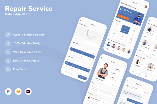 Repair Service Mobile App UI Kit