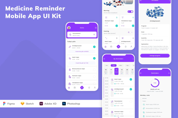 Medicine Reminder Mobile App UI Kit
