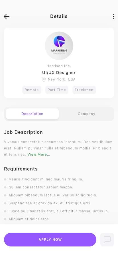 Job Finder Mobile App UI Kit - Screenshot 2