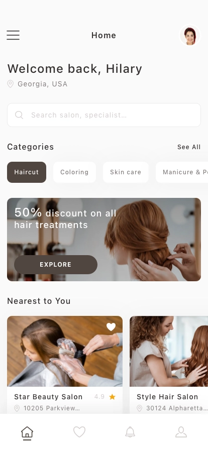 Beauty & Hair Salon Mobile App UI Kit - Screenshot 1