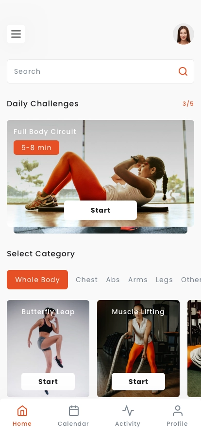 Fitness & Workout Mobile App UI Kit - Screenshot 1