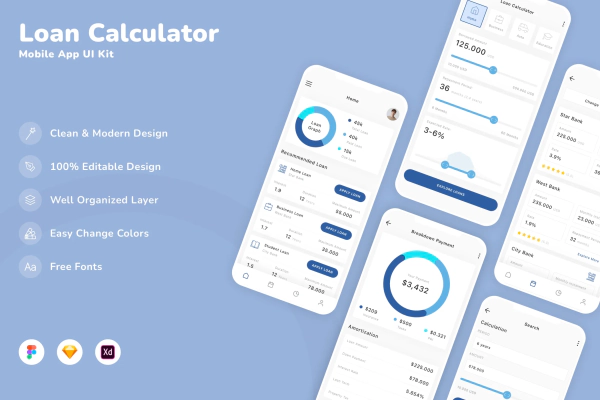Loan Calculator Mobile App UI Kit