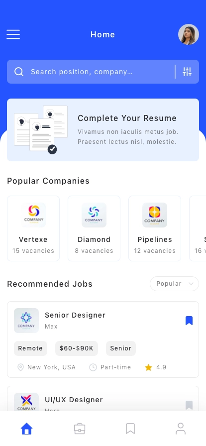 Job & Hiring Mobile App UI Kit - Screenshot 1