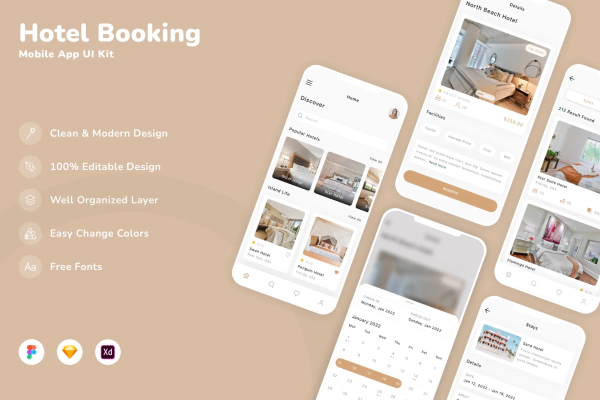 Hotel Booking Mobile App UI Kit