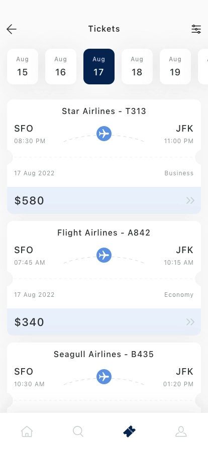 Flight Ticket Booking Mobile App UI Kit - Screenshot 2