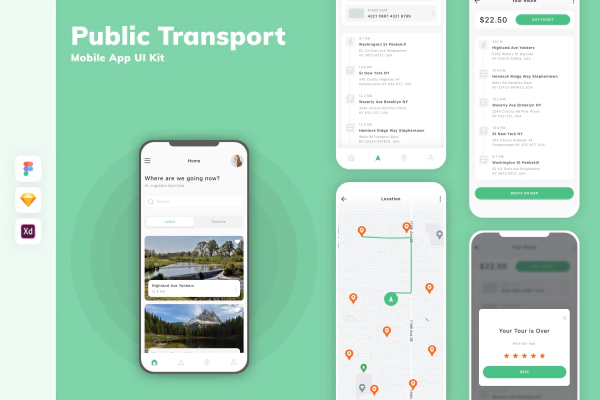 Public Transport Mobile App UI Kit