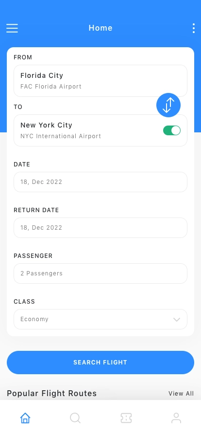 Flight Ticket Mobile App UI Kit - Screenshot 1
