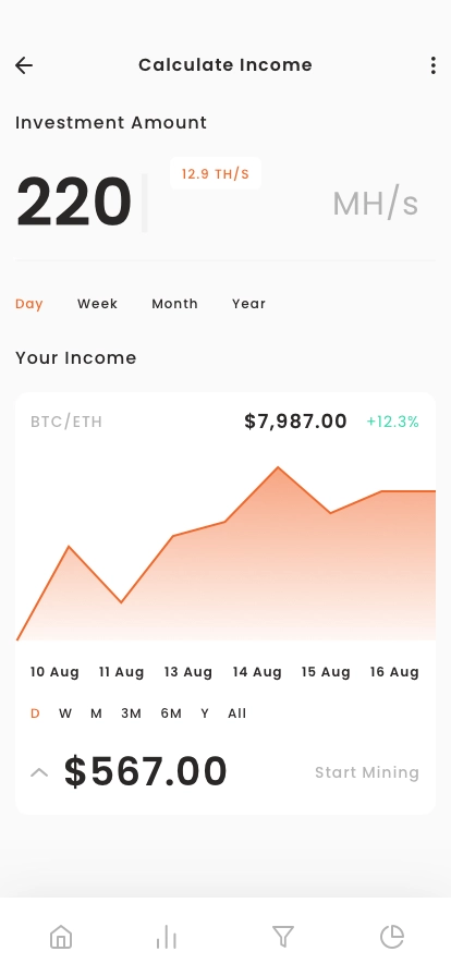 Cloud Mining & Calculator App UI Kit - Screenshot 5