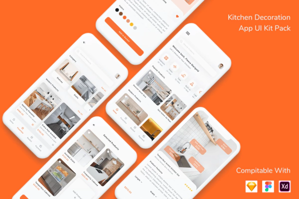 Kitchen Decoration App UI Kit Pack