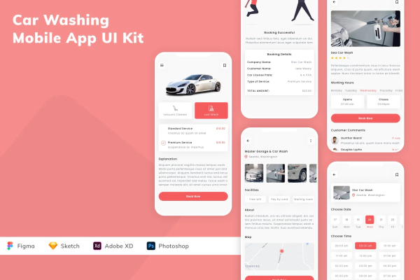 Car Washing Mobile App UI Kit