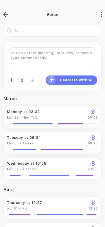 AI Audio Recording Mobile App UI Kit - Screenshot 2