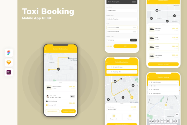Taxi Booking Mobile App UI Kit