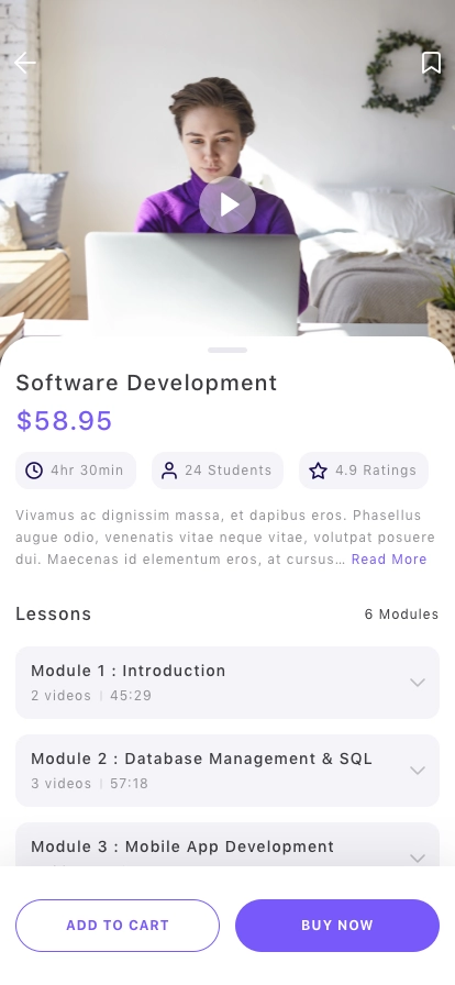 Online Course Mobile App UI Kit - Screenshot 3