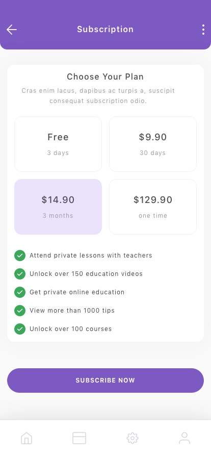 Subscription Pages Mobile App UI Kit - Screenshot 2