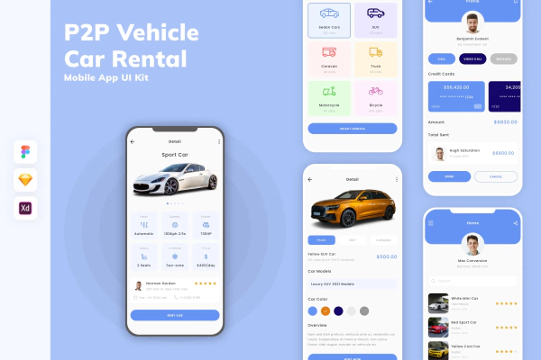 P2P Vehicle & Car Rental Mobile App UI Kit