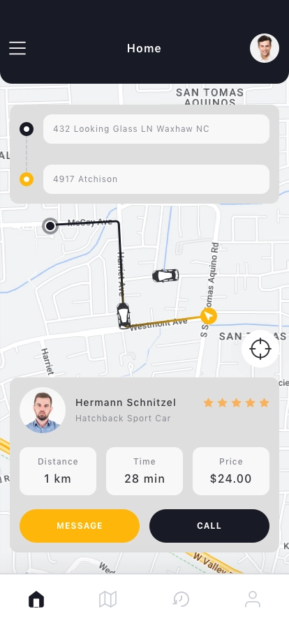 Taxi Booking Mobile App UI Kit - Screenshot 2