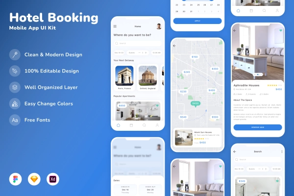 Hotel Booking Mobile App UI Kit