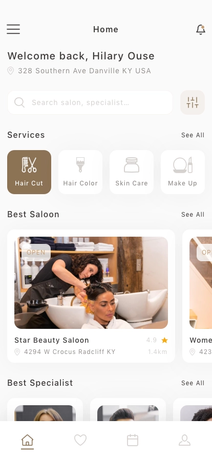 Hair Saloon Mobile App UI Kit - Screenshot 1