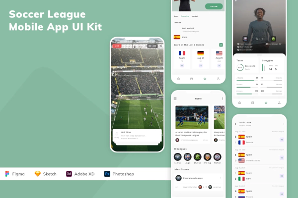 Soccer League Mobile App UI Kit