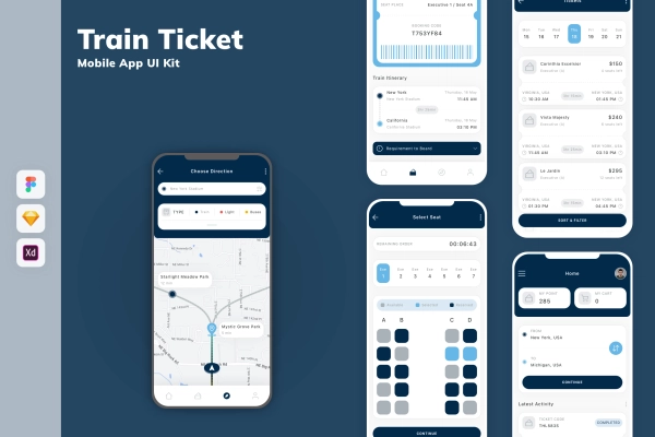 Train Ticket Mobile App UI Kit