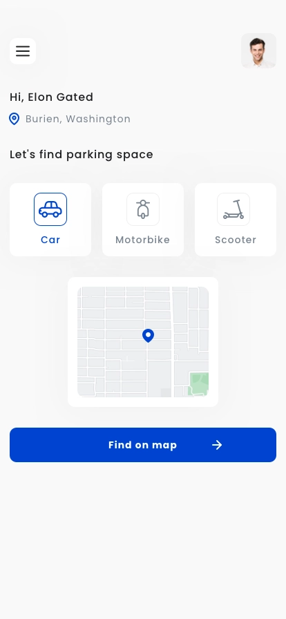 Parking Space Finder Mobile App UI Kit - Screenshot 1