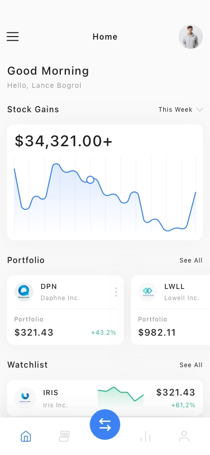 Stock Market Mobile App UI Kit - Screenshot 1