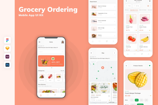 Grocery Ordering Mobile App UI Kit