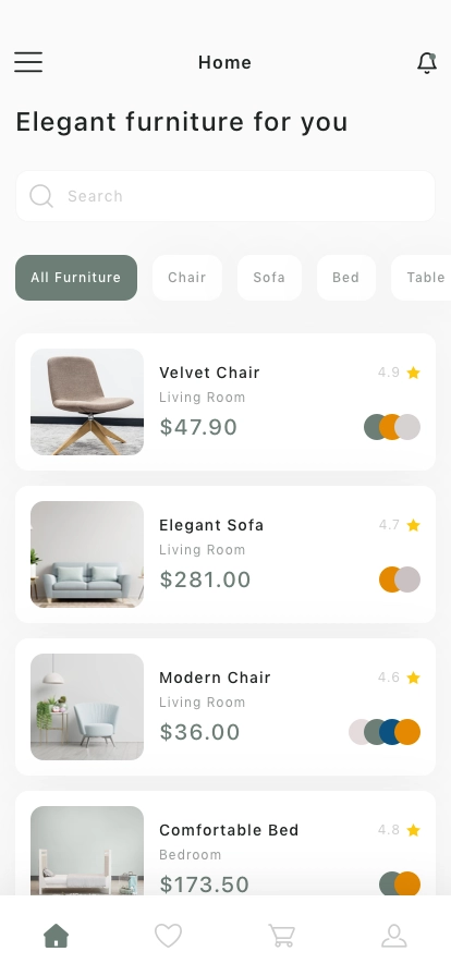 Furniture Shop Mobile App UI Kit - Screenshot 1