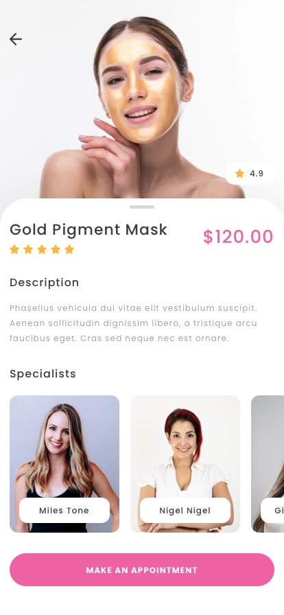 Beauty Salon Mobile App UI Kit - Screenshot 2