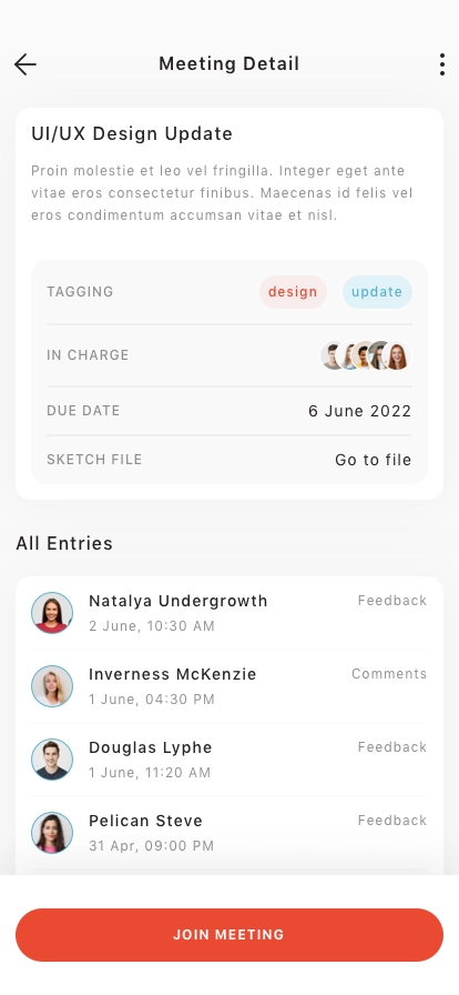 Team Meeting Mobile App UI Kit - Screenshot 3