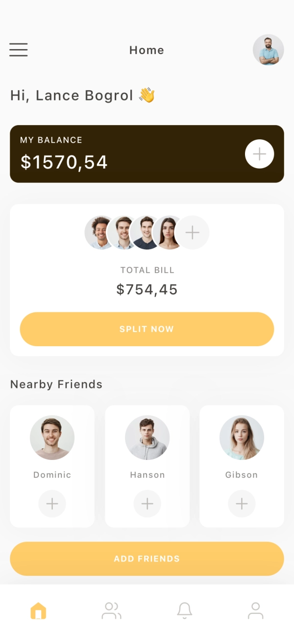 Bill Split Mobile App UI Kit - Screenshot 1