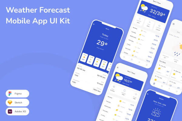 Weather Forecast Mobile App UI Kit