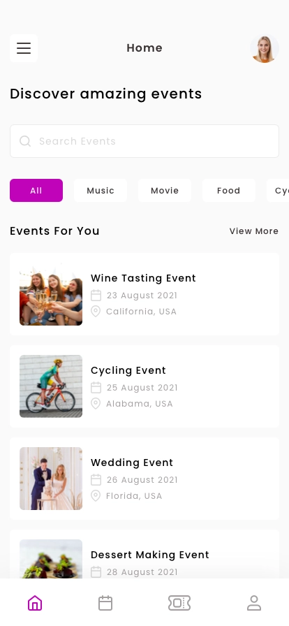 Event & Party Finder Mobile App UI Kit - Screenshot 1