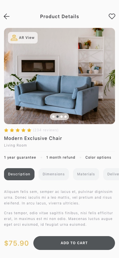 Furniture Shop Mobile App UI Kit - Screenshot 2