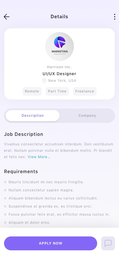 Job Search Mobile App UI Kit - Screenshot 3