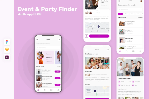 Event & Party Finder Mobile App UI Kit
