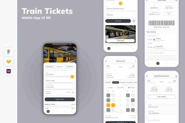 Train Tickets Mobile App UI Kit